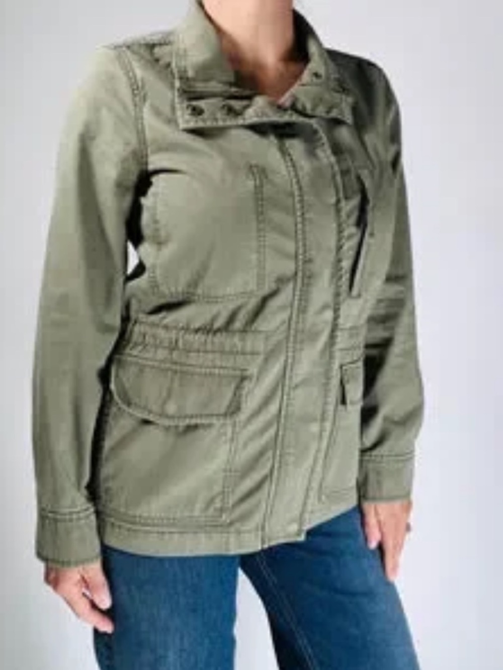 Women's Madewell Utility Jacket Olive Military Green Size S 100% Cotton